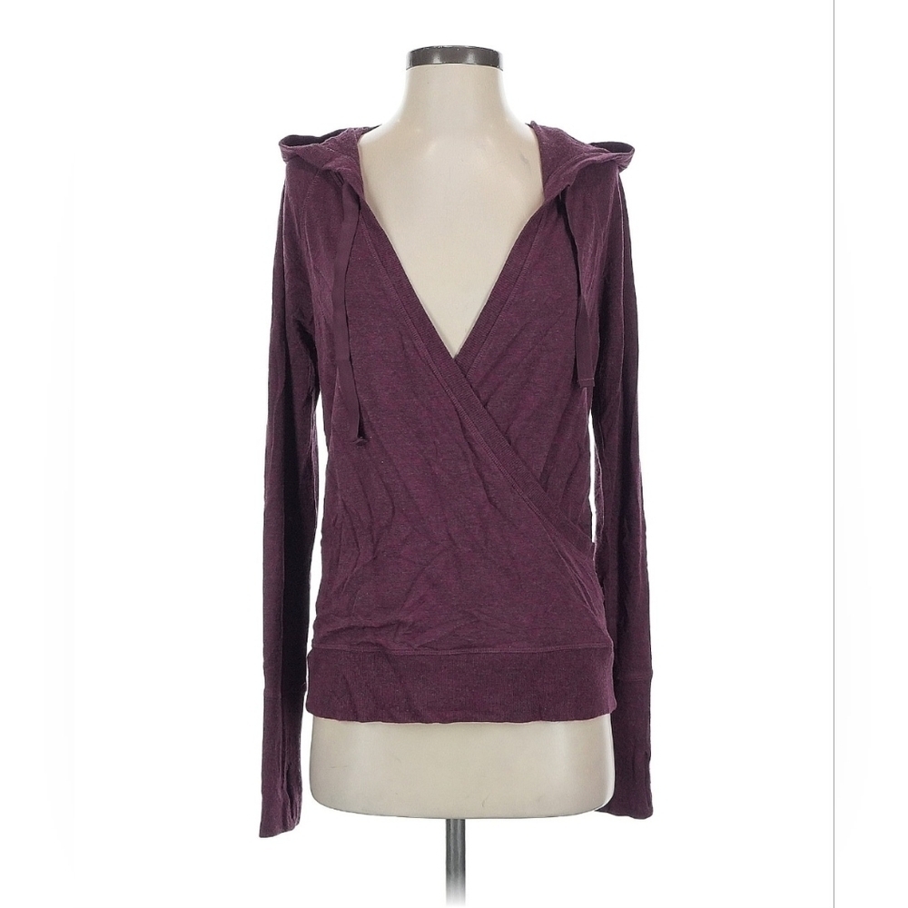 Athleta Deep Purple Wrap Hoodie‎ V neck long sleeve women's hoodie sweater sz M